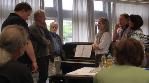 Musiker der hr-Bigband unterrichtet Lehrer