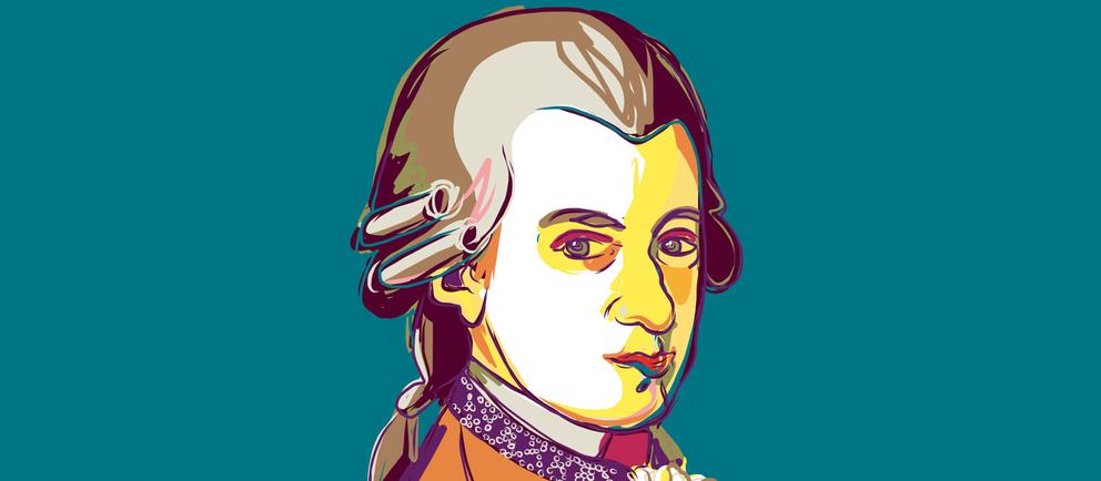 Büste von Mozart modern gezeichnet  