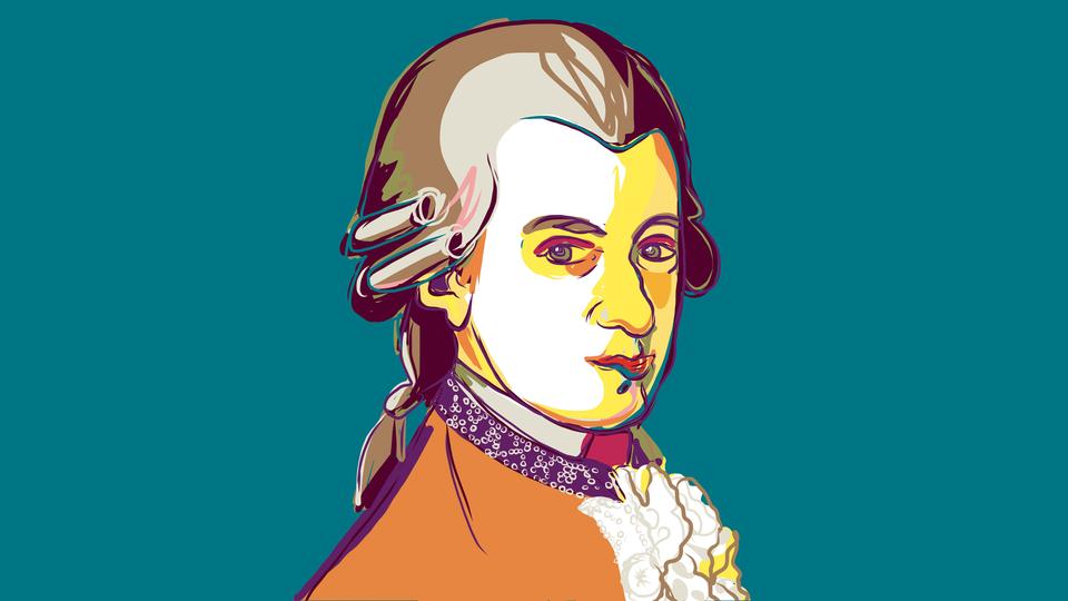 Büste von Mozart modern gezeichnet  